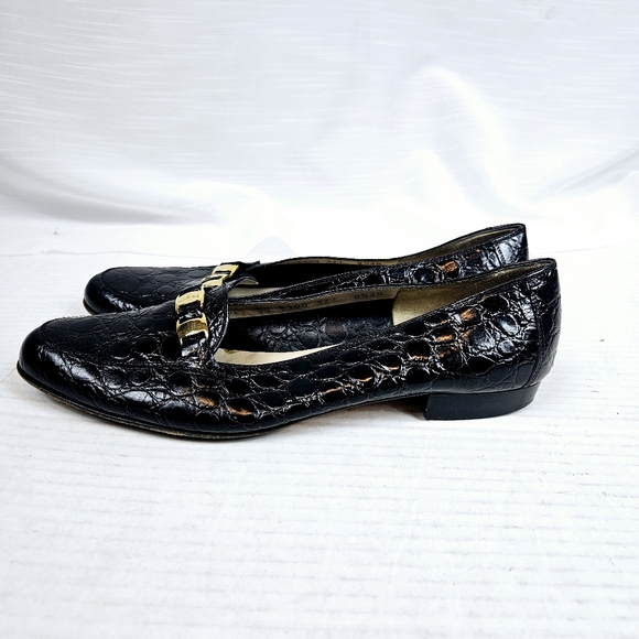 Vintage Salvatore Ferragamo Croc Embossed Loafer size 8.5 - Picture 1 of 12
